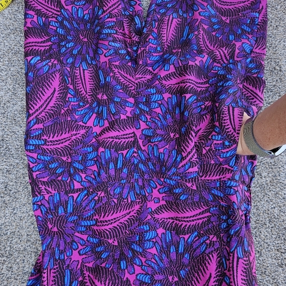 J. Crew Floral Midnight Fuchsia Purple Blue Silk Jumpsuit Strappy V-neck Size 0 - Picture 10 of 16